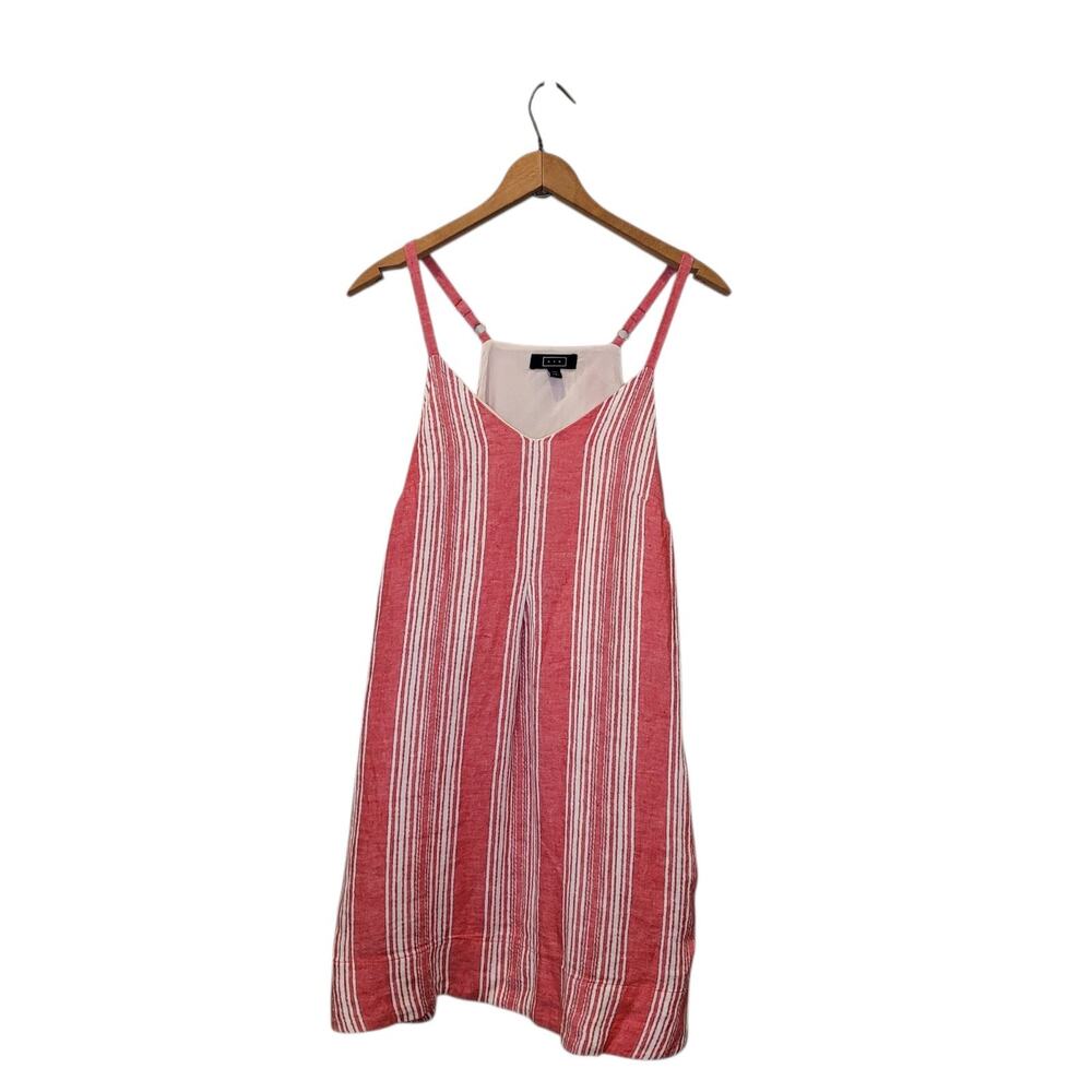 AYR Womens Red White Strip Spaghetti Strap V Neck Dress Size Small Coastal